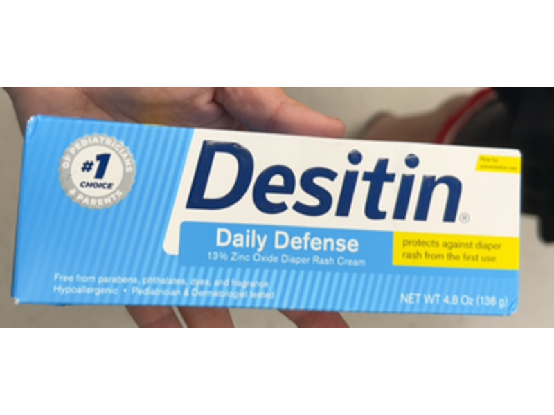 Desitin Daily Defense Diaper Rash Cream, Zinc Oxide, 4.8 os/138 g