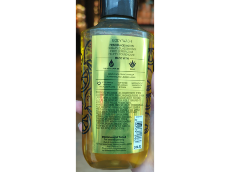 Bath & Body Works Iced Lemon Pound Cake Body Wash With Pro-Vitamin B5 + Aloe, 10 fl oz/295 mL