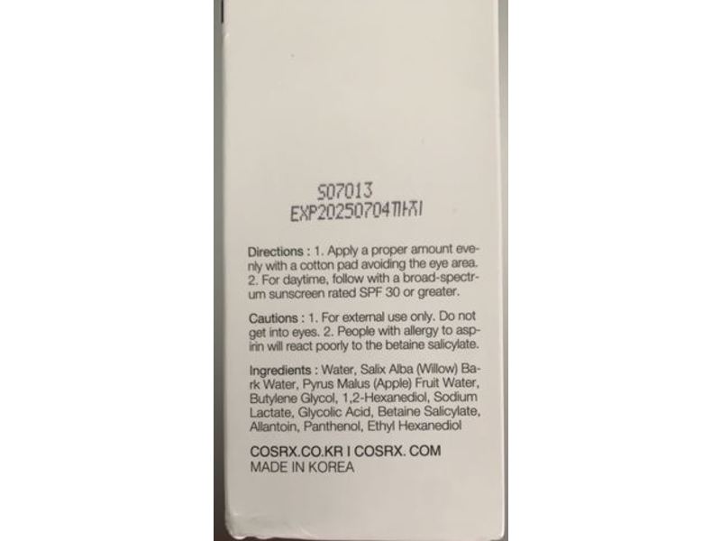 Cosrx Aha/Bha Clarifying Treatment Toner, 5.07 fl oz/150 mL