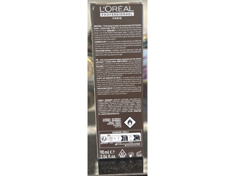 L'Oreal Absolut Repair Molecular Oil, 3.04 fl oz/90 mL
