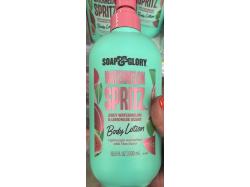 Soap & Glory Watermelon Spritz Body Lotion, Juicy Watermelon & Lemonade Scent, 16.9 fl oz/500 mL