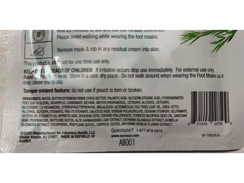 Kerasal Intensive Repair Foot Masks, Natural Tea Tree Oil, 2 Counts