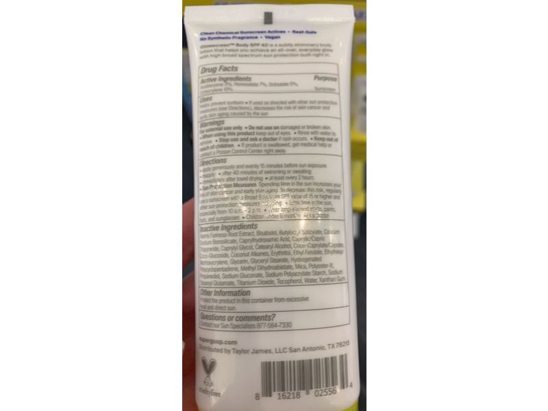 Supergoop! Glow Screen Body Sunscreen, SPF 40 PA +++, 3.4 fl oz/100 mL