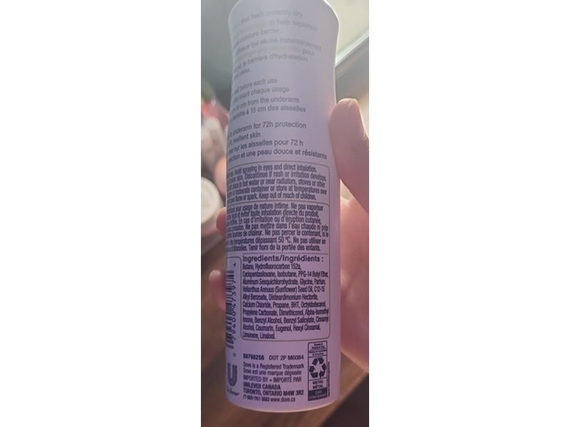 Dove Advanced Care Antiperspirant Dry Spray, Caring Coconut Scent, 3.7 oz/107 g