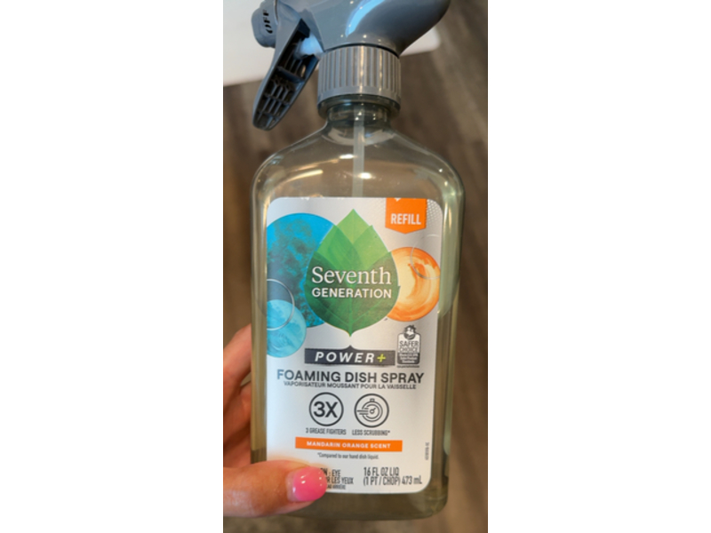 Seventh Generation Power+ Foaming Dish Spray, Mandarin Orange Scent, 16 fl oz/473 mL