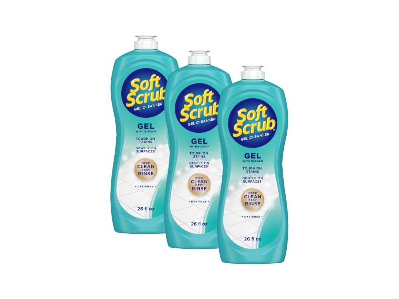 Soft Scrub Gel Cleanser, Bleach, 26 fl oz/768 mL, Pack Of 3