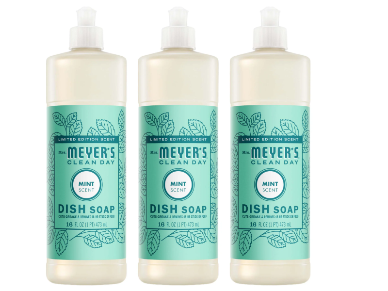 Mrs. Meyer's Clean Day Dish Soap, Mint Scent, 16 fl oz/473 mL, Pack of 3