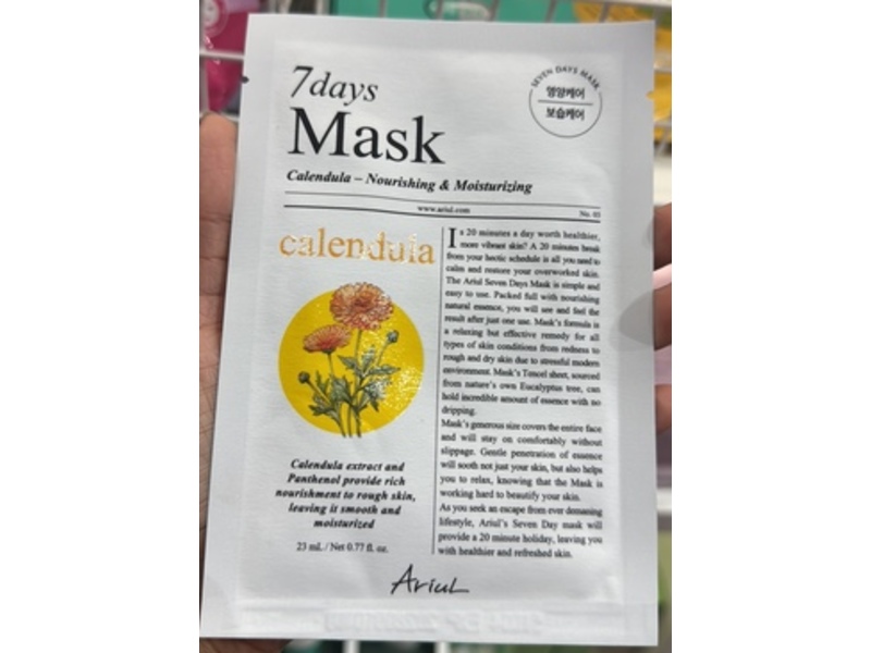 Ariul 7 Days Mask, Calendula, 0.77 fl oz/23 mL, Pack Of 10