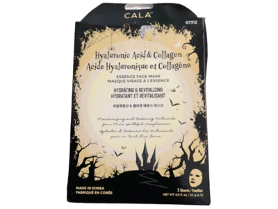 Cala Hydrating & Revitalizing Essence Face Masks, Hyaluronic Acid & Collagen, 0.8 fl oz/23 g, 5 Count