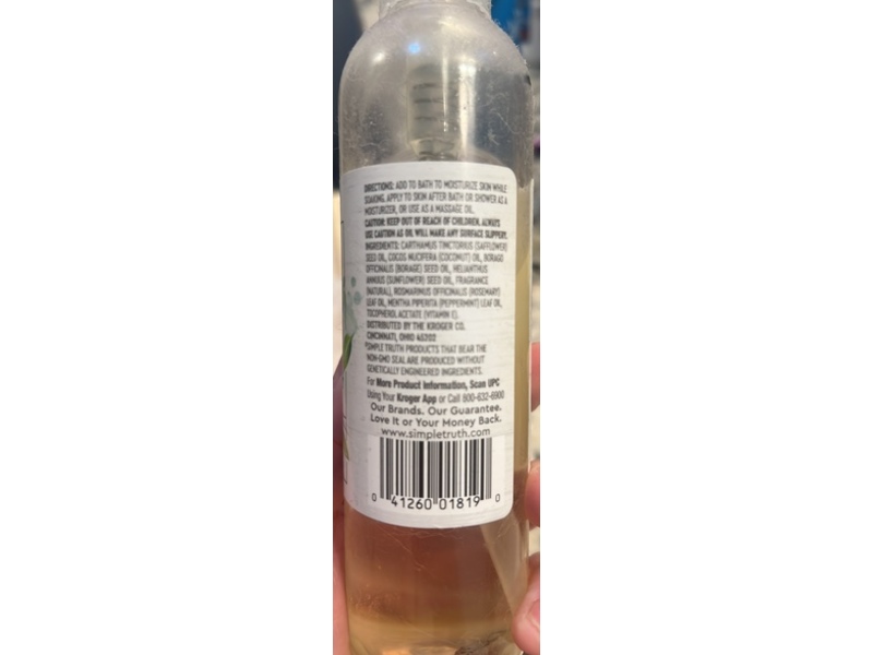 Simple Truth Nourishing Bath & Body Oil, Rosemary + Mint, 8 fl oz/236 mL