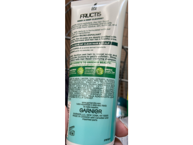 Garnier Fructis Hair Reset Anti Residue Scrub Hair & Scalp, Mint, 6.8 fl oz/200 mL