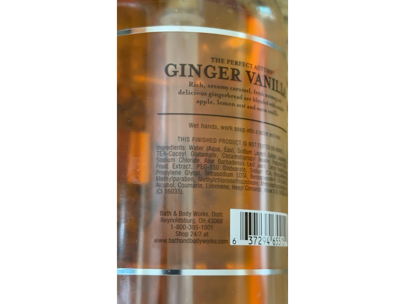 Bath & Body Works The Perfect Autumn Ginger Vanilla Hand Soap, 12 fl oz/355 mL