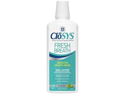 CloSYS Sensitive Fresh Breath Mouth Rinse, Gentle Mint, 32 fl oz/946 mL