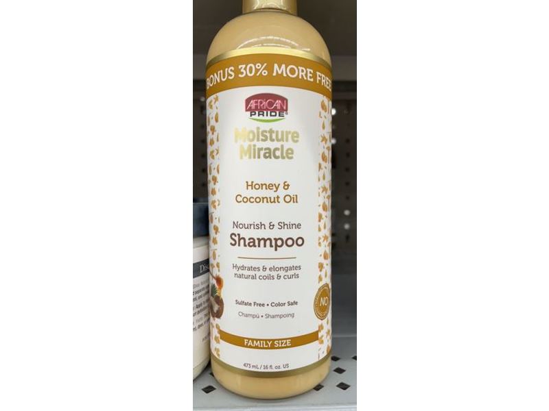African Pride Moisture Miracle Shampoo, Honey & Coconut Oil, 16 fl oz/473 mL