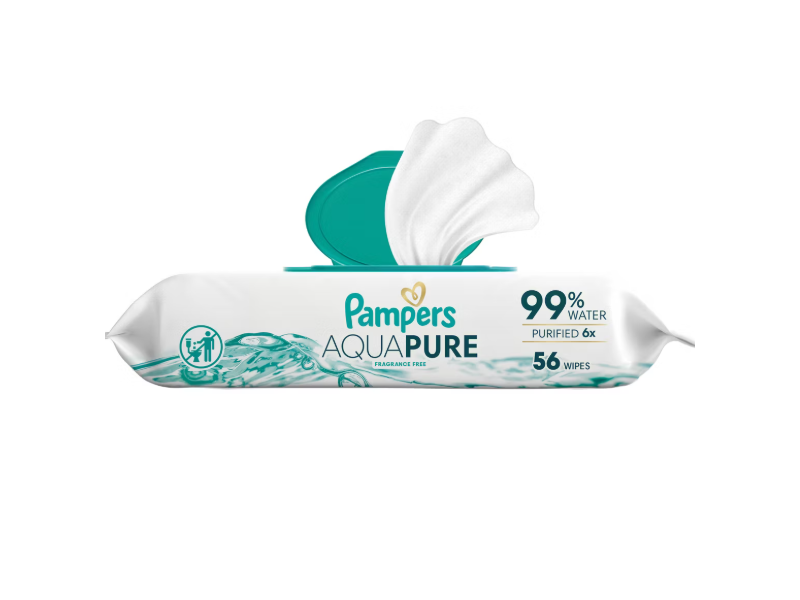 Pampers Aqua Pure Wipes, Fragrance Free, 56 Count