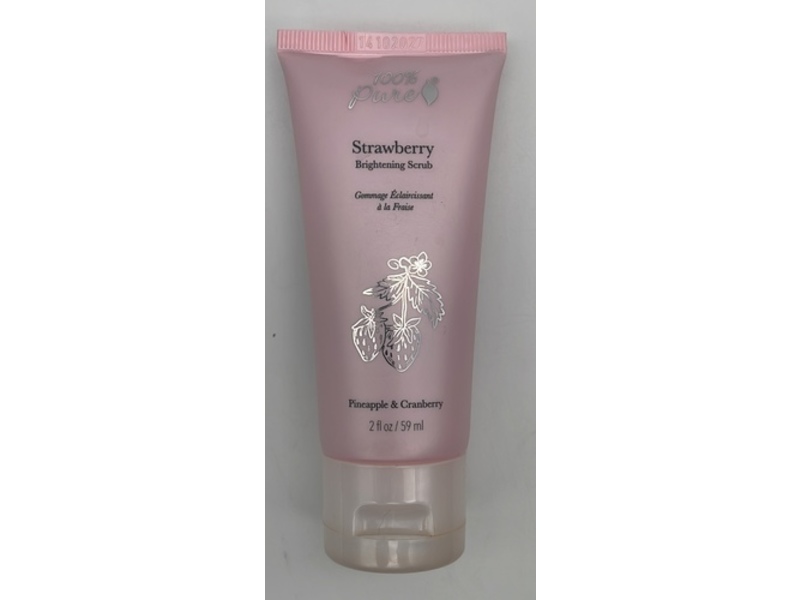 100% Pure Strawberry Brightening Scrub, Pineapple & Cranberry, 2 fl oz/59 mL