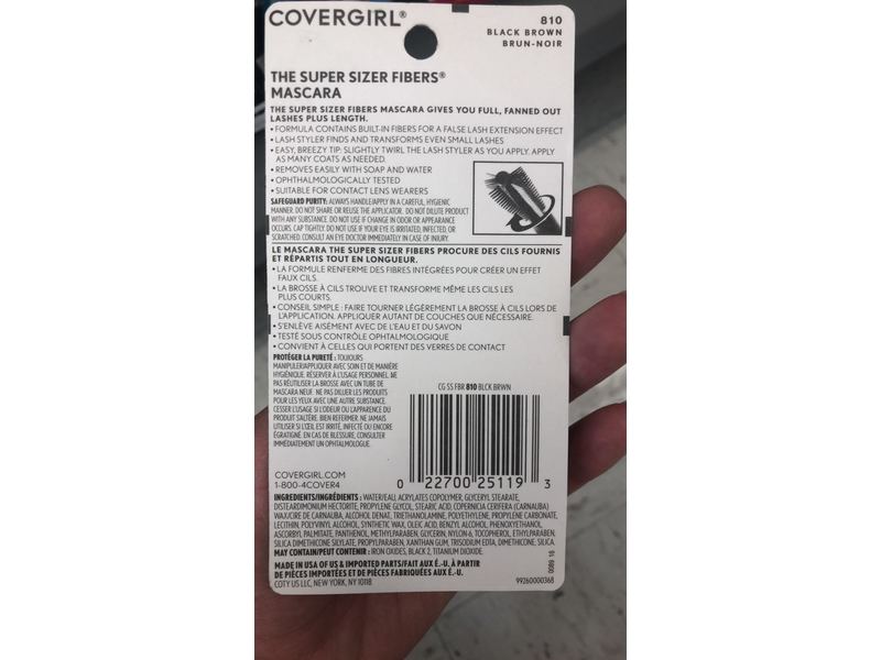Covergirl The Super Sizer Fibers Mascara, 810 Black Brown, 4 fl oz