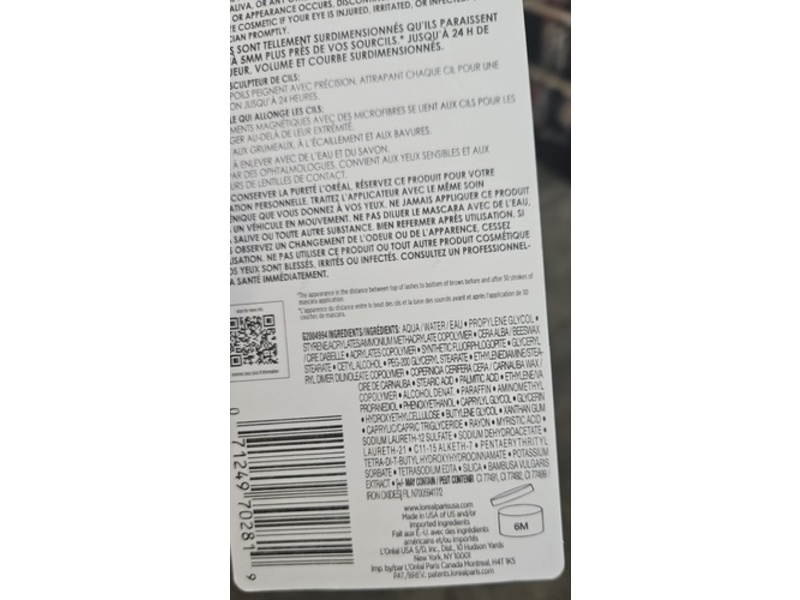 L'Oreal Paris Extensionist Telescopic Washable Mascara, 995 Blackest Black, 0.33 fl oz/9.9 mL