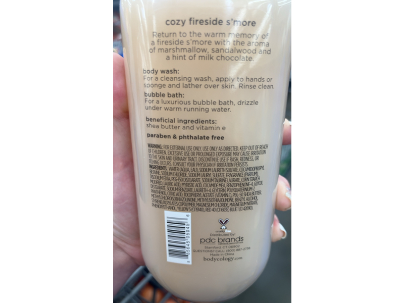 Bodycology Cozy Fireside s'more 2 In 1 Body Wash & Bubble Bath, Moisturizing Shea, 16 fl oz/473 mL