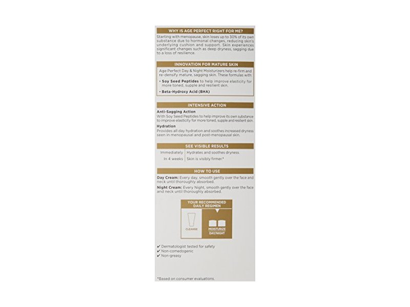 L'Oreal Paris Age Perfect Anti-Sagging Day Face Moisturizer + Night Cream Gift Set, SPF 15, 2.5 oz/70