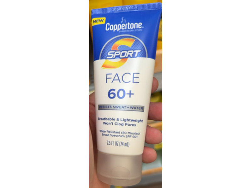 Coppertone Sport Face Sunscreen, SPF 60+, 2.5 fl oz/74 mL