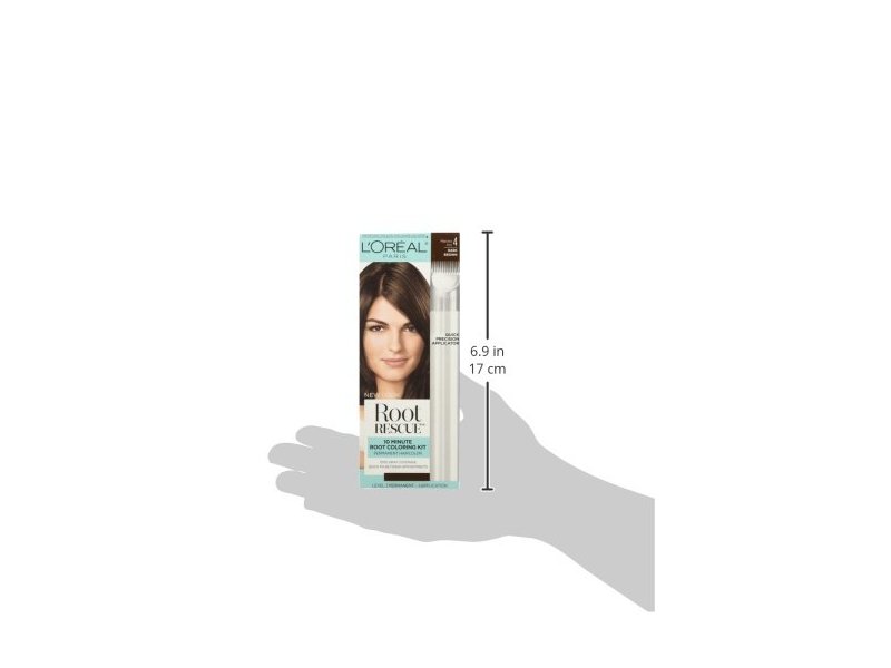 L'Oreal Paris Root Rescue 10 Minute Root Coloring Kit, 4 Dark Brown, 1 Application.