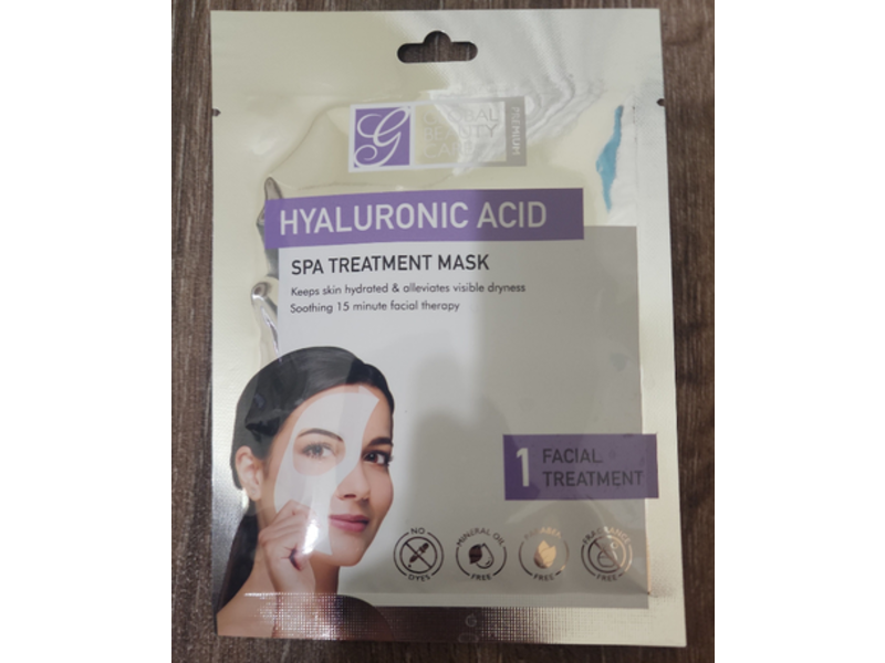 Global Beauty Care Spa Treatment Mask, Hyaluronic Acid, 1 Count