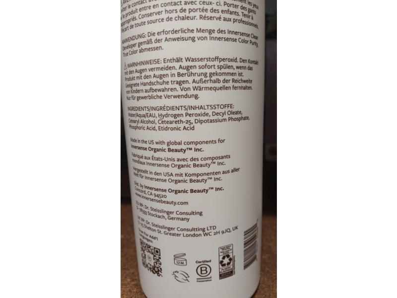 Inner Sense Color Purity Clean Developer, 20 Vol, 32 fl oz/946 mL