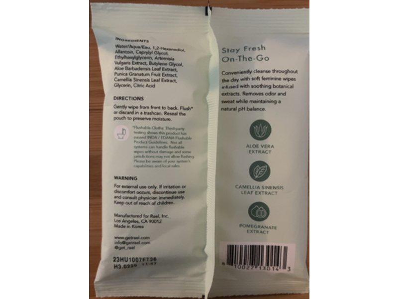 Rael Gentle Feminine Wipes, 10 Count, Pack Of 2