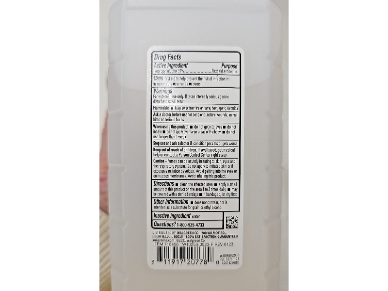 Walgreens First Aid Antiseptic, 91% Isopropyl Alcohol, 32 fl oz/946mL