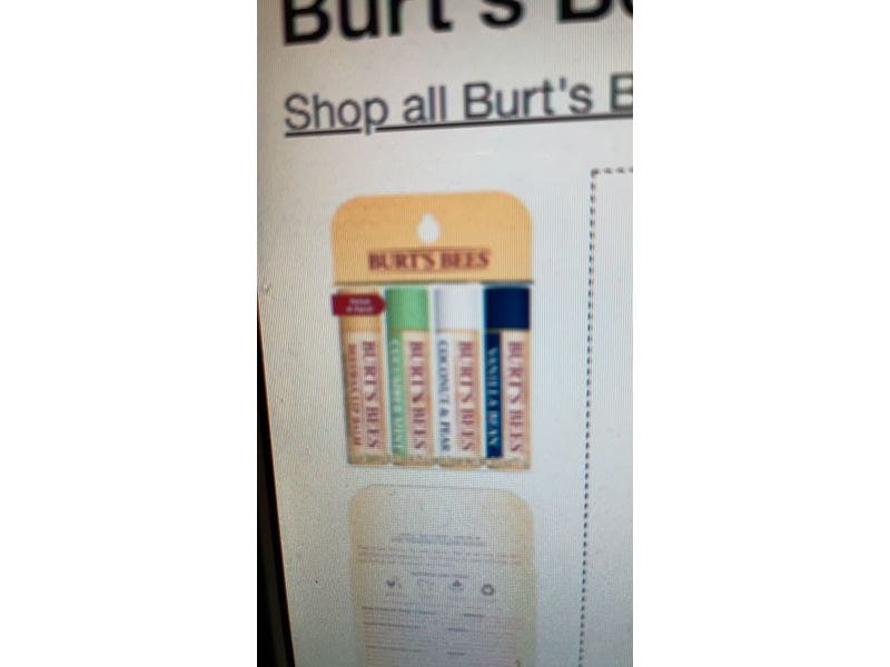 Burt's Bees Moisturizing Lip Balm, Beeswax + Cucumber Mint + Coconut & Pear + Vanilla Bean, 4 Pack