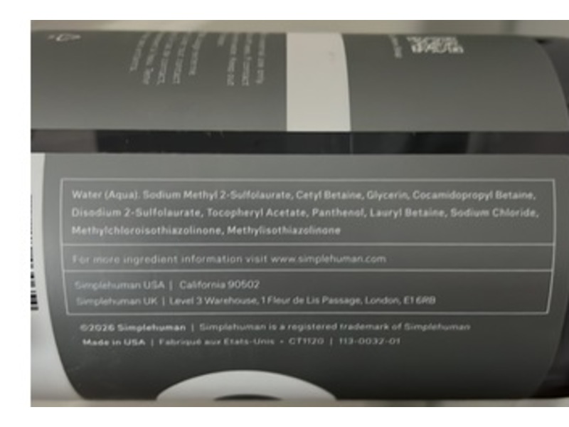 Simplehuman Liquid Hand Soap, Fragrance Free, 30 fl oz/887 mL