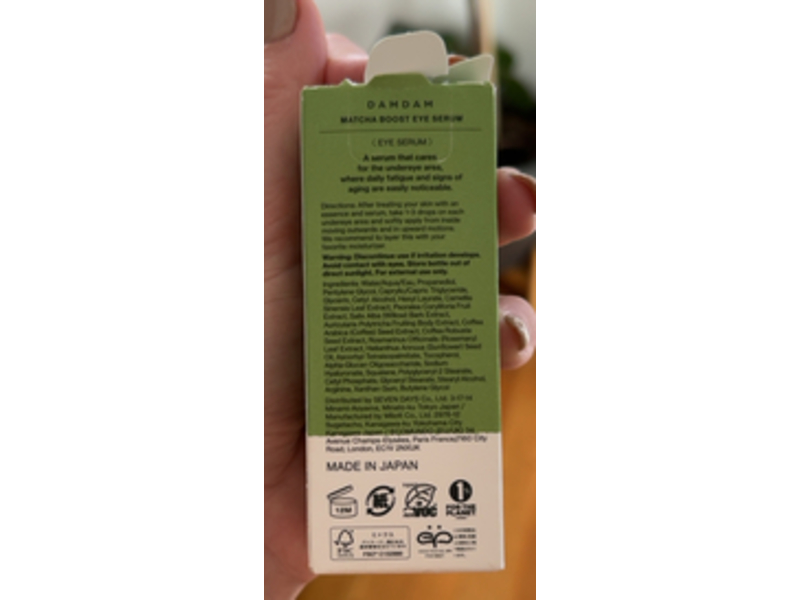 Dam Dam Tokyo Matcha Boost Eye Serum, 0.68 fl oz/20 mL