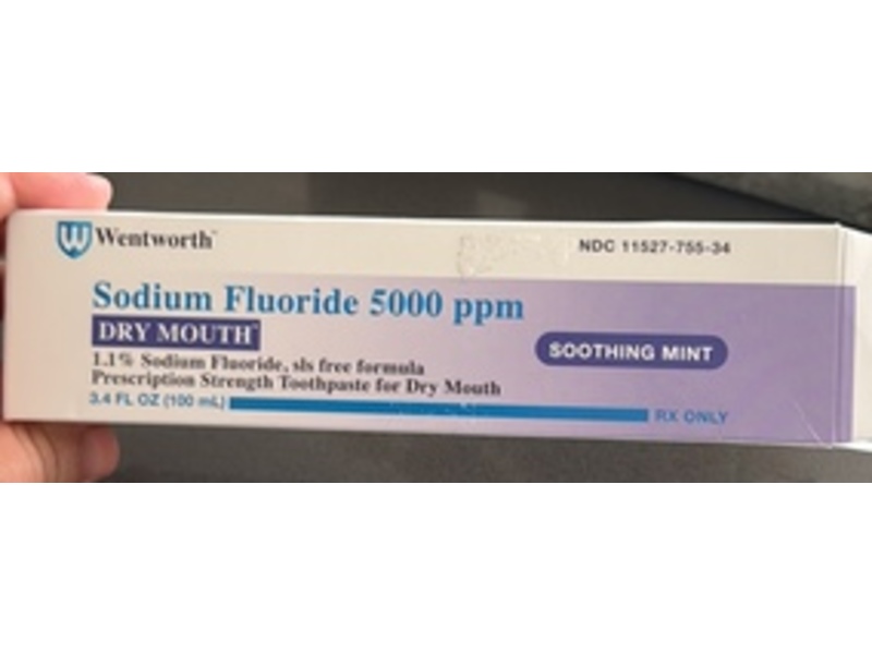 Sodium Fluoride 5000 ppm, Soothing Mint, 3.4 fl oz/100 mL, Wenthworth (Rx)