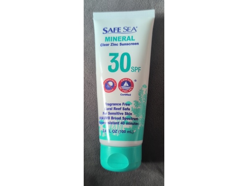 Safe Sea Mineral Clear Zinc Sunscreen, SPF 30, 3.4 fl oz/100 mL