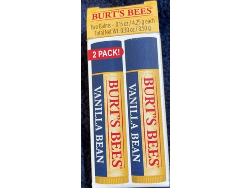 Burt's Bees Moisturizing Lip Balms, Vanilla Bean, 0.30 fl oz/8.50 g, Pack Of 2