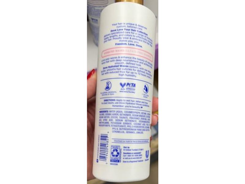 Dove Love Your Waves, Hydrated Wave Shampoo,13.5 fl oz/400 mL