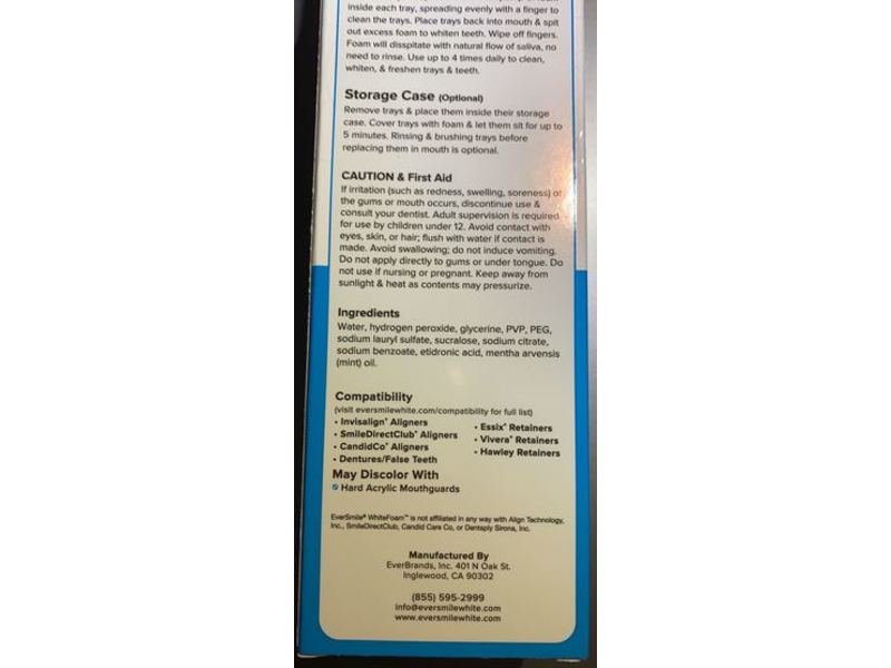 Eversmile Whitefoam Aligner & Retainer Cleaner, Whitening, Fresh Mint, 1.69 fl oz/50 mL