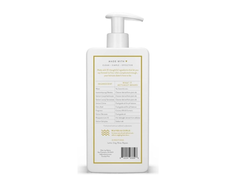 Native 2 In 1 Curl Care Shampoo & Conditioner, Coconut Milk & Turmeric, 16.5 fl oz/487 mL