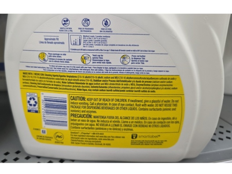 Tide Simply Liquid Laundry Detergent, Unscented, 85 Loads, 107 fl oz/3.16 L