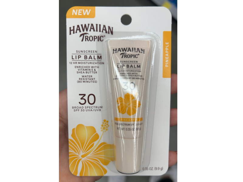 Hawaiian Tropic Sunscreen Lip Balm, SPF 30, Pineapple, 0.35 oz/9.9 g