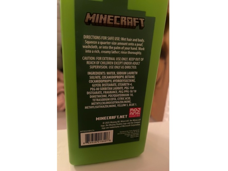 Minecraft 3-In-1 Body Wash Shampoo & Conditioner, Green Apple Scented, 33 fl oz/976 mL