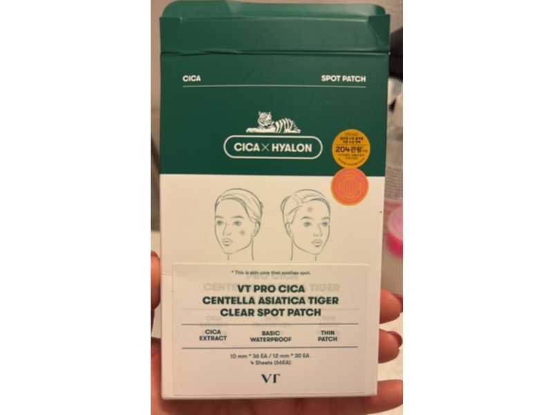 Vt Cosmetics Pro Cica Clear Spot Patches, Centella Asiatica Tiger, 66 Count