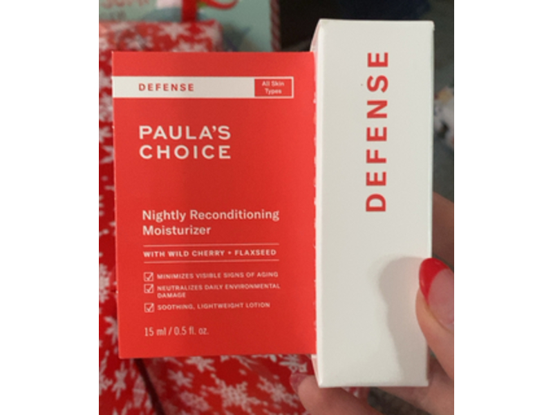 Paula's Choice Defense Nightly Reconditioning Moisturizer, Wild Cherry + Flaxseed, 0.5 fl oz/15 mL