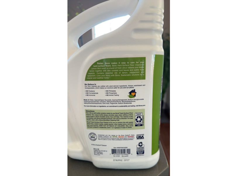 Bona Hard-Surface Floor Cleaner, Lemon Mint, 128 fl oz/3.78 L