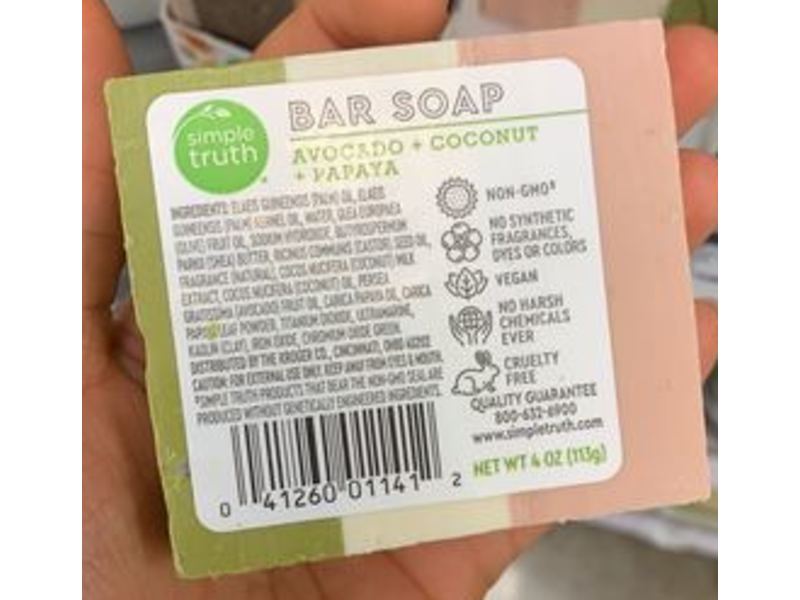 Simple Truth Bar Soap, Avocado + Coconut + Papaya, 4 oz/113 g