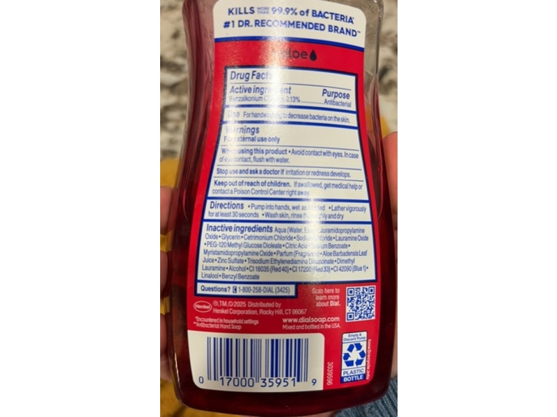 Dial Antibacterial Hand Soap, Frosted Cranberry & Pine, 11 fl oz/325 mL