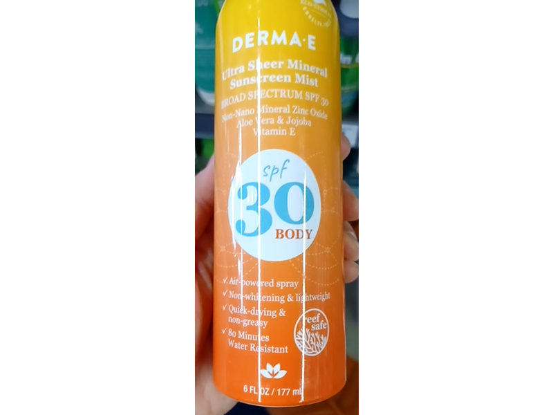 Derma E Ultra Sheer Mineral Sunscreen Mist, SPF 30, 6 fl oz/177 mL