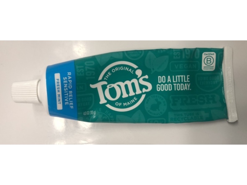 The Original Tom's Of Maine Rapid Relief Sensitive Toothpaste, Fresh Mint, 4 oz/113 g