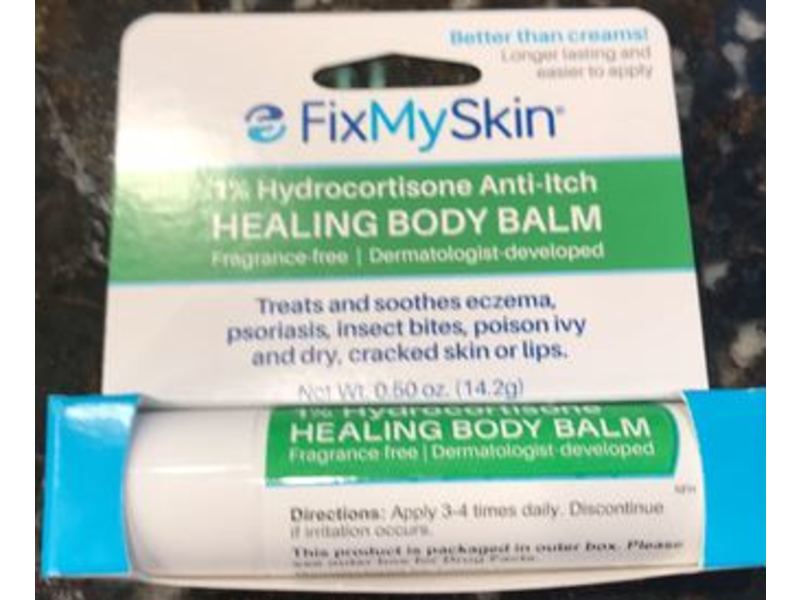 Fixmyskin 1% Hydrocortisone Anti-Itch Healing Body Balm, Fragrance Free, 0.50 oz/14.2 g
